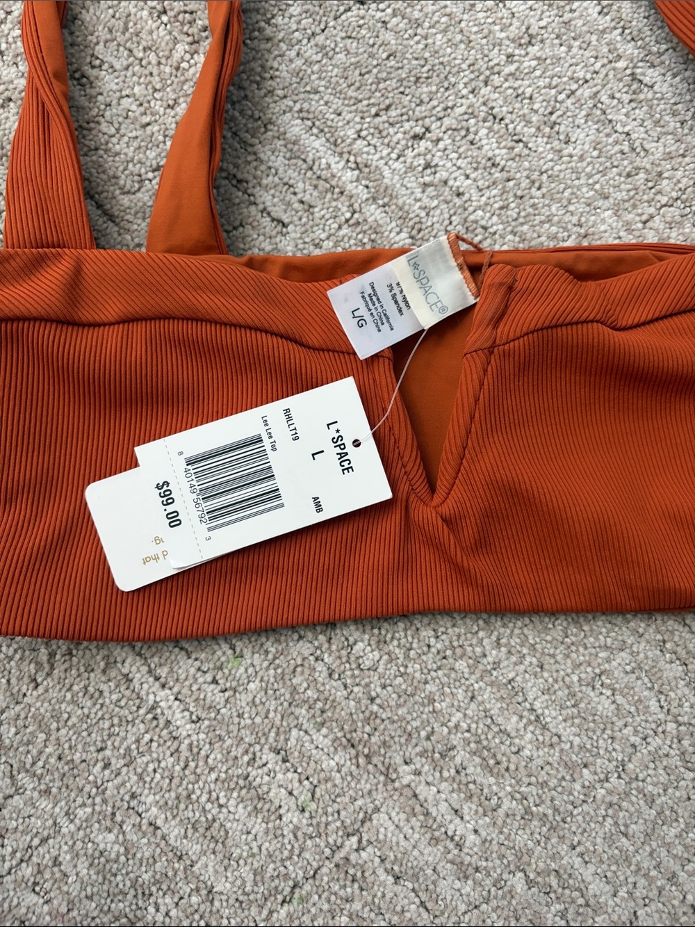 l*space Ribbed Rust Orange Bikini Set - Picture 4 of 4